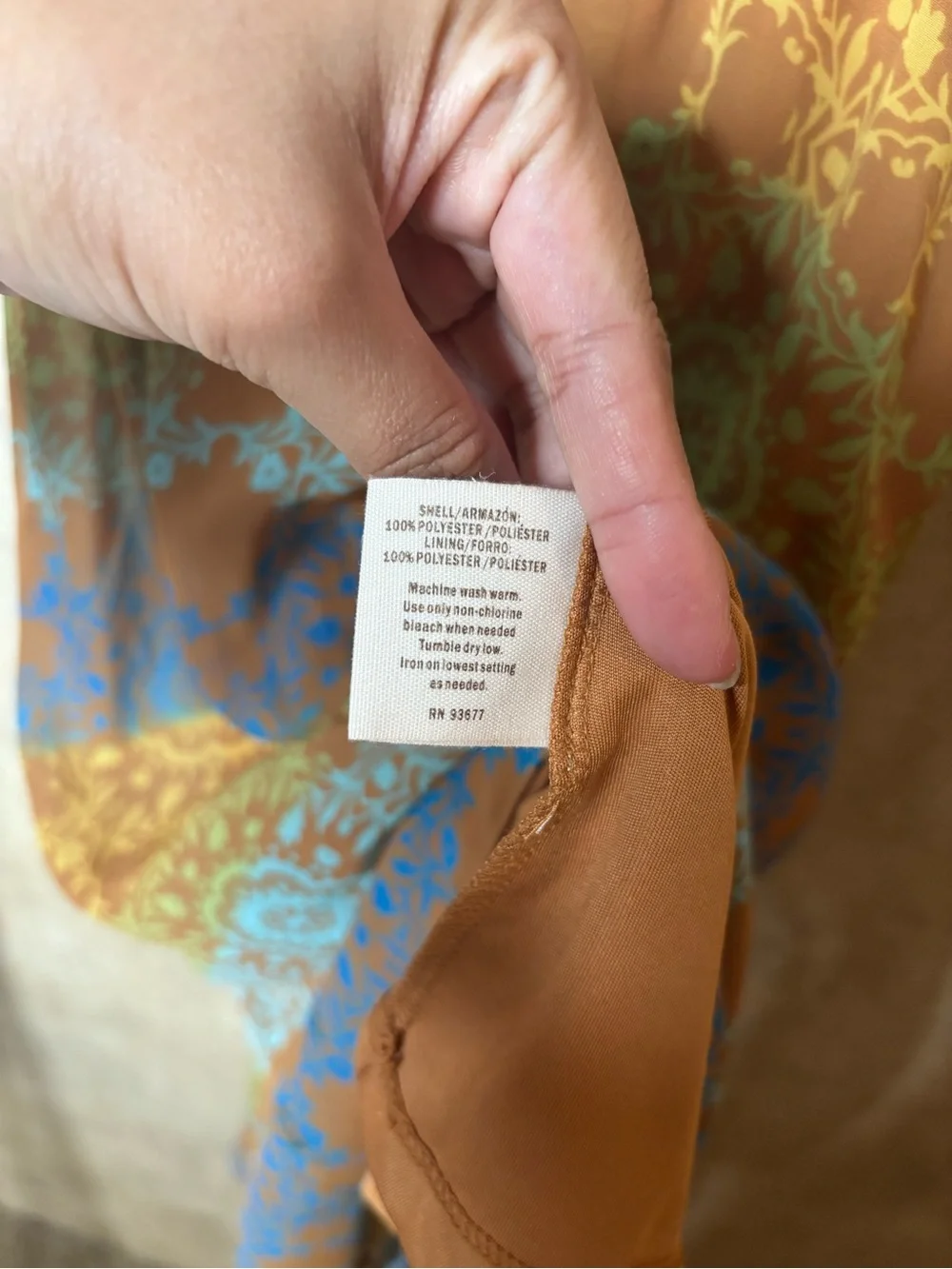 Decree Brown Multi-Color V-Neck High-Low Maxi Dress